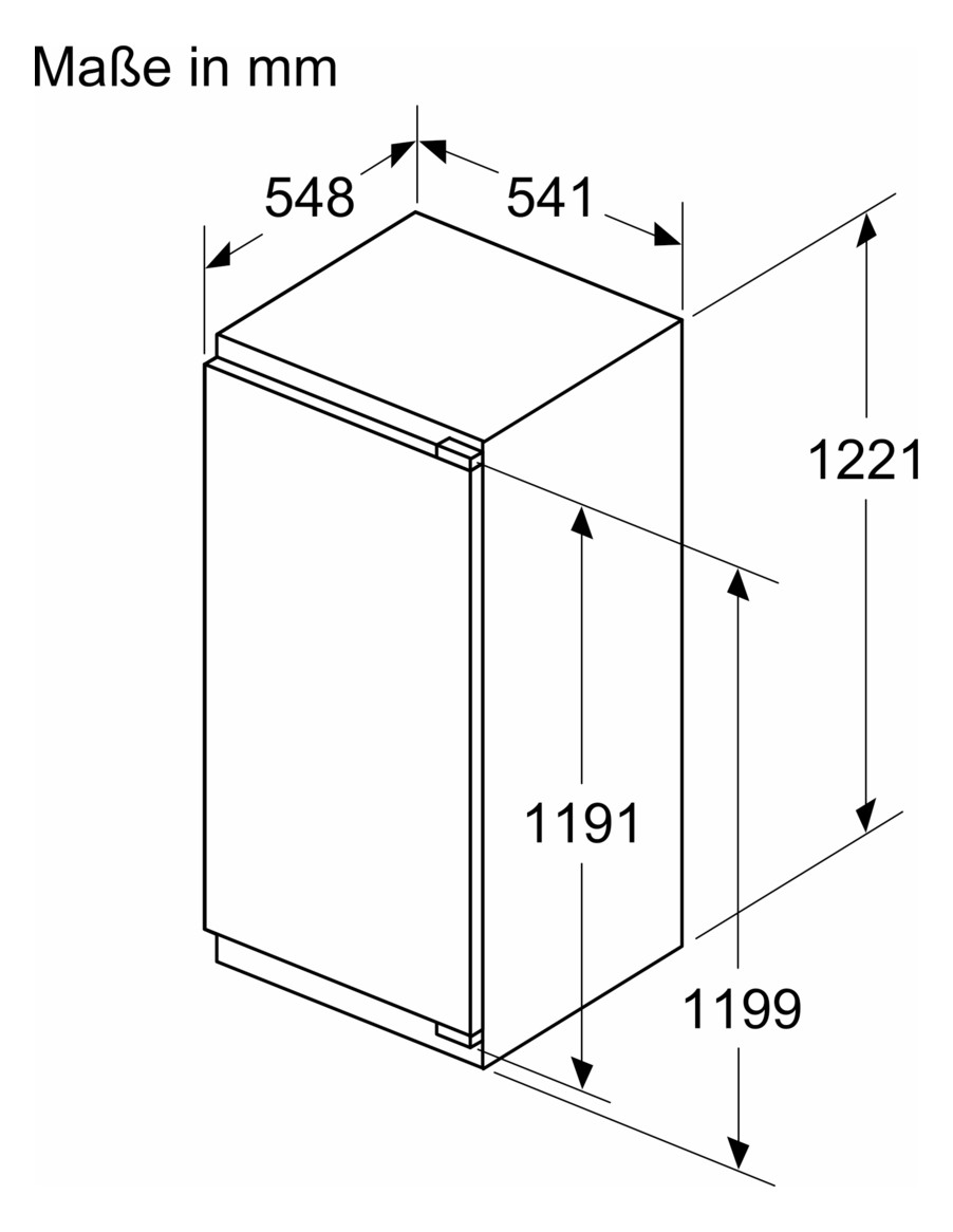 Kühlschrank EB E 172/15l N1225mm integr Dekor mit Zubehör möglich fest 147kwh ws