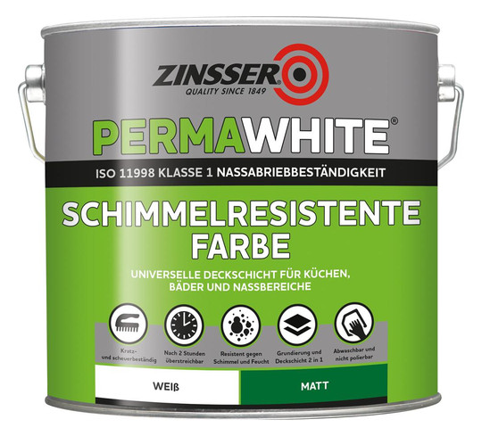 Zinsser-Grundierung Permawhite, weiß seidenmatt - 2,5l