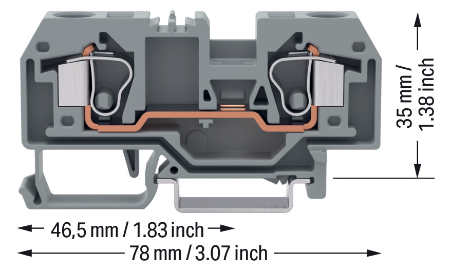 Reihenklemme 0,2-10qmm Serie 284 1Etage 2kl gr 57A Hutschiene TH35