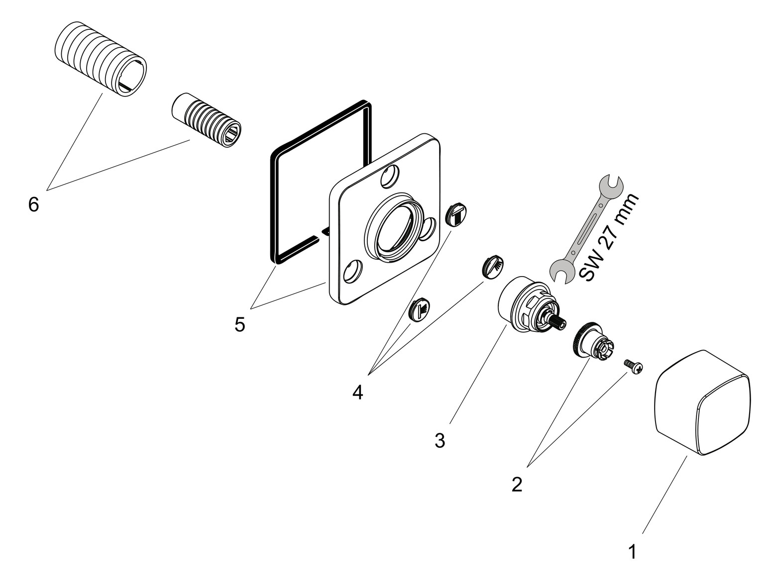 hansgrohe Fertigmontageset Axor Quattro/Trio UP-Ab- und Umstellventil, chrom