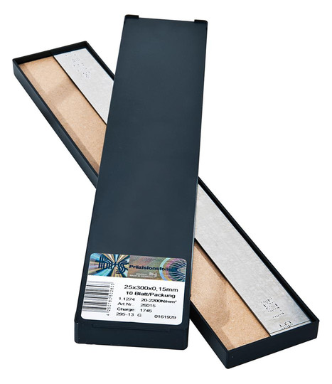 H+S-Metallfolien-Sortiment - 21 Folien 25mm, 0,01-1,00mm