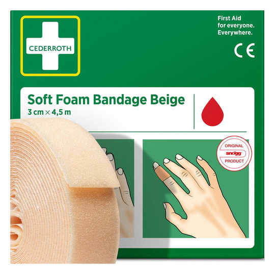 CEDERROTH-Schaumbandage 450cm-Rolle, 3cm breit, beige