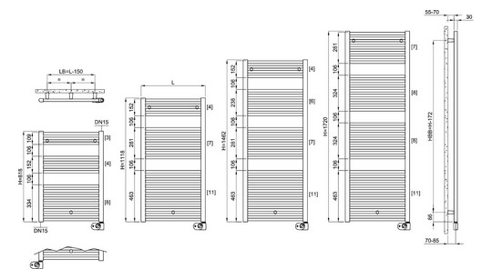 Bemm Badheizkörper Ares EK-M 1720 x 580 mm, 1000 Watt