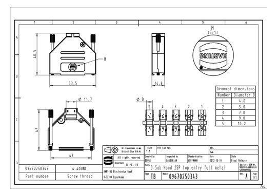 HART D-SUB GEHAEUSE 25-POL.  09670250343 