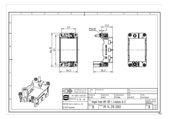 Harting HMC Gelenkrahmen 10B 09142100303 