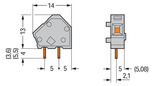 Printklemme 1f 1re lgr Serie 236 RM=5,08 Federzuganschluss/Lötanschluss