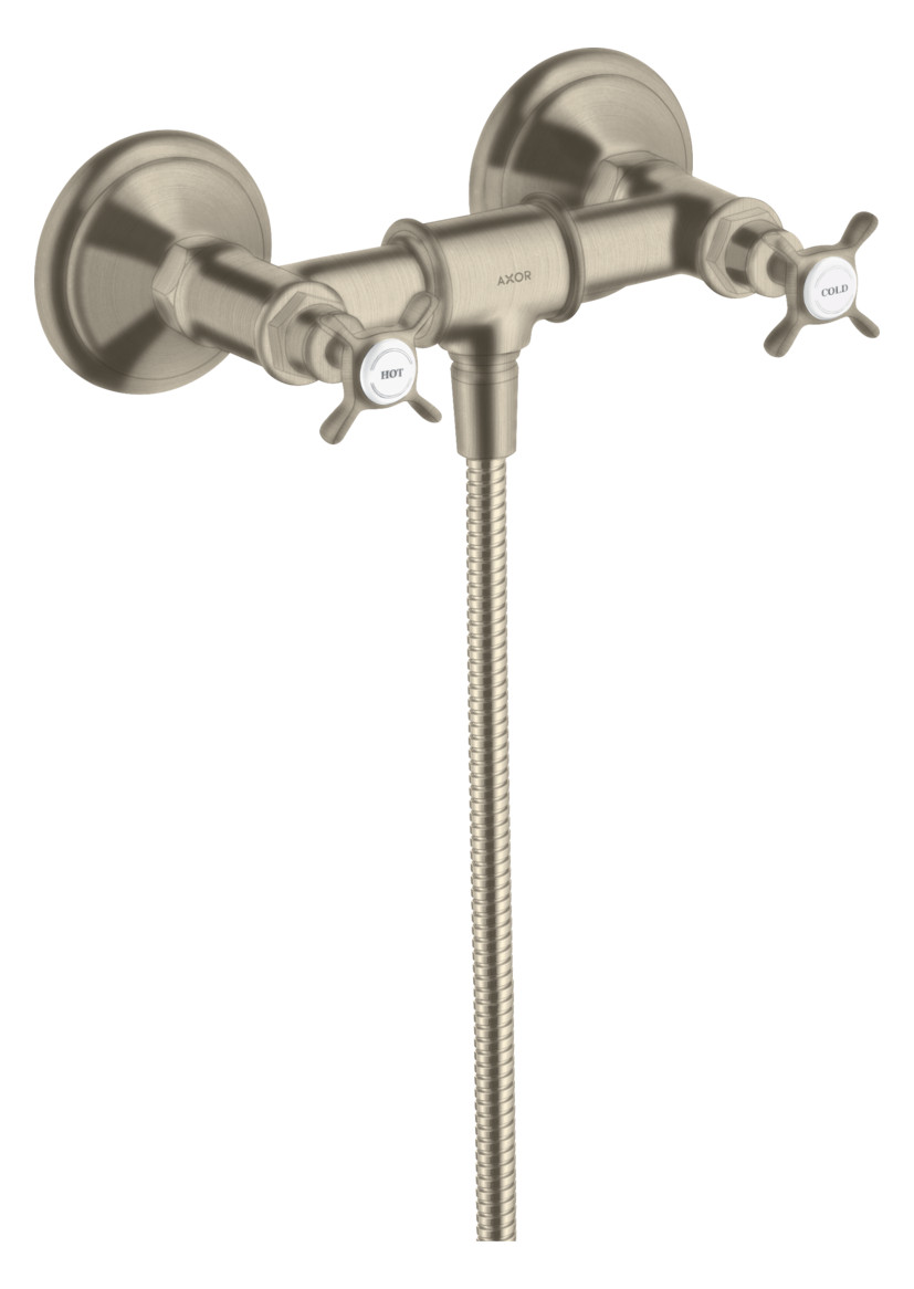 hansgrohe 2-Griff-Brause-Armatur Axor Montreux AP, 1 Verbraucher, mit Kreuzgriffen, brushed nickel