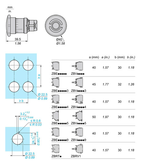 Frontelement für Not-Aus Ø22mm rt rnd IP66 hoch Schaltfunktion verrastend Dreh