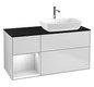 V&B Waschtisch-Unterschrank Finion 120cm, Abdeckplatte black matt, Regal White matt lacquer, White matt lacquer
