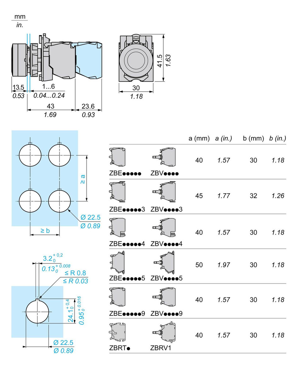 Drucktaster 1f gn rnd Ø22,5mm 1S 1Ö IP66 fl Geeignet für Beleuchtung Tastend