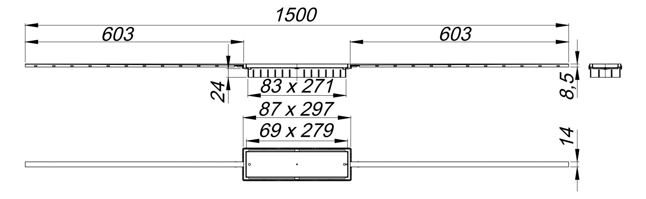 Dallmer Duschrinne CeraFloor Connect Edelstahl matt, 800-1500mm