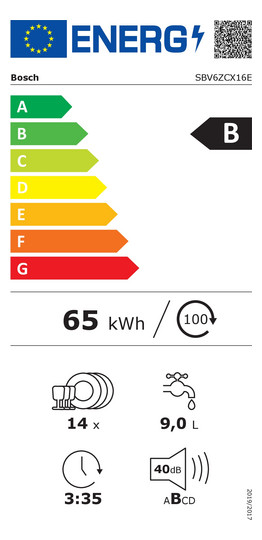 Geschirrspüler B vollint B598mm 8prog 40dB BestSchub 865mm/o.Pl 14Gedecke