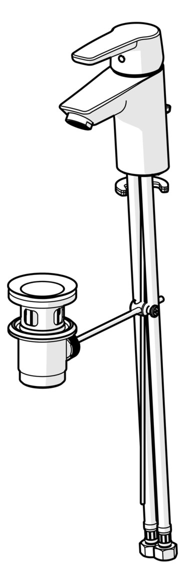 HANSA Waschtisch-Einhebelmischer HANSAPOLO mit Ablaufgarnitur, Ausladung 103 mm, chrom