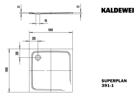 Kaldewei Duschwanne SUPERPLAN CLASSIC 391-1 100x100x2,5cm, weiß