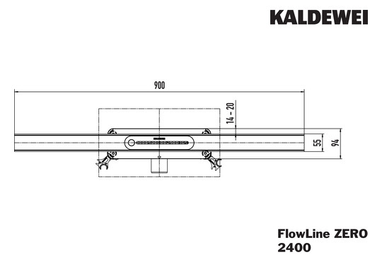 Kaldewei Duschrinne Flowline 2400 Edelstahl gebürstet, 900mm