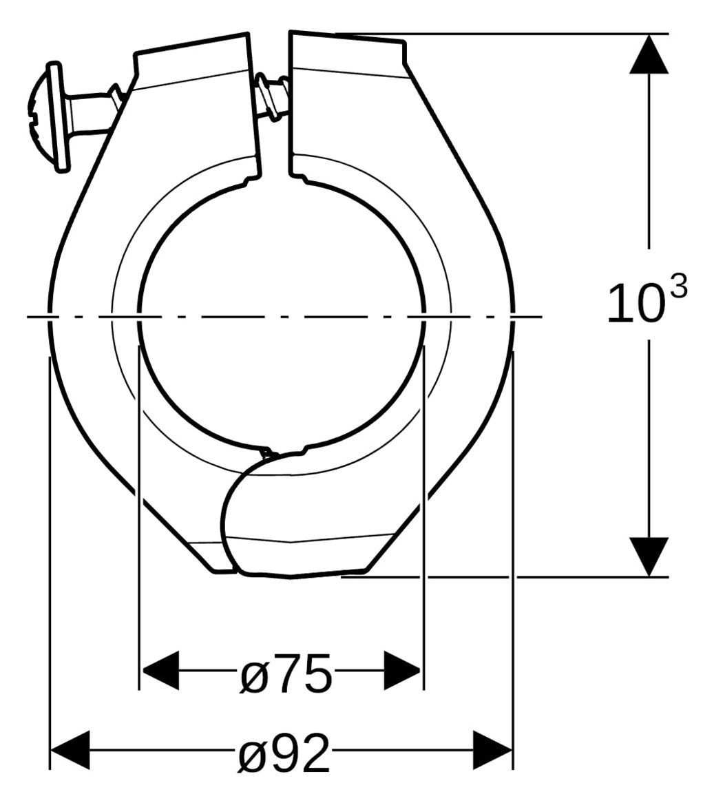 Geberit Fixpunktbefestigung FlowFit 75 mm, Breite 103 mm, 1-teilig