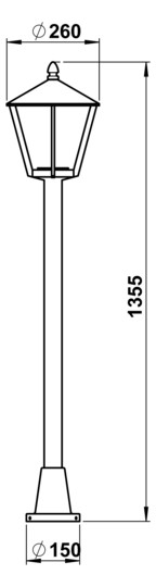 Pollerleuchte 57W E27 sw Alu Kst_tr HV IP44