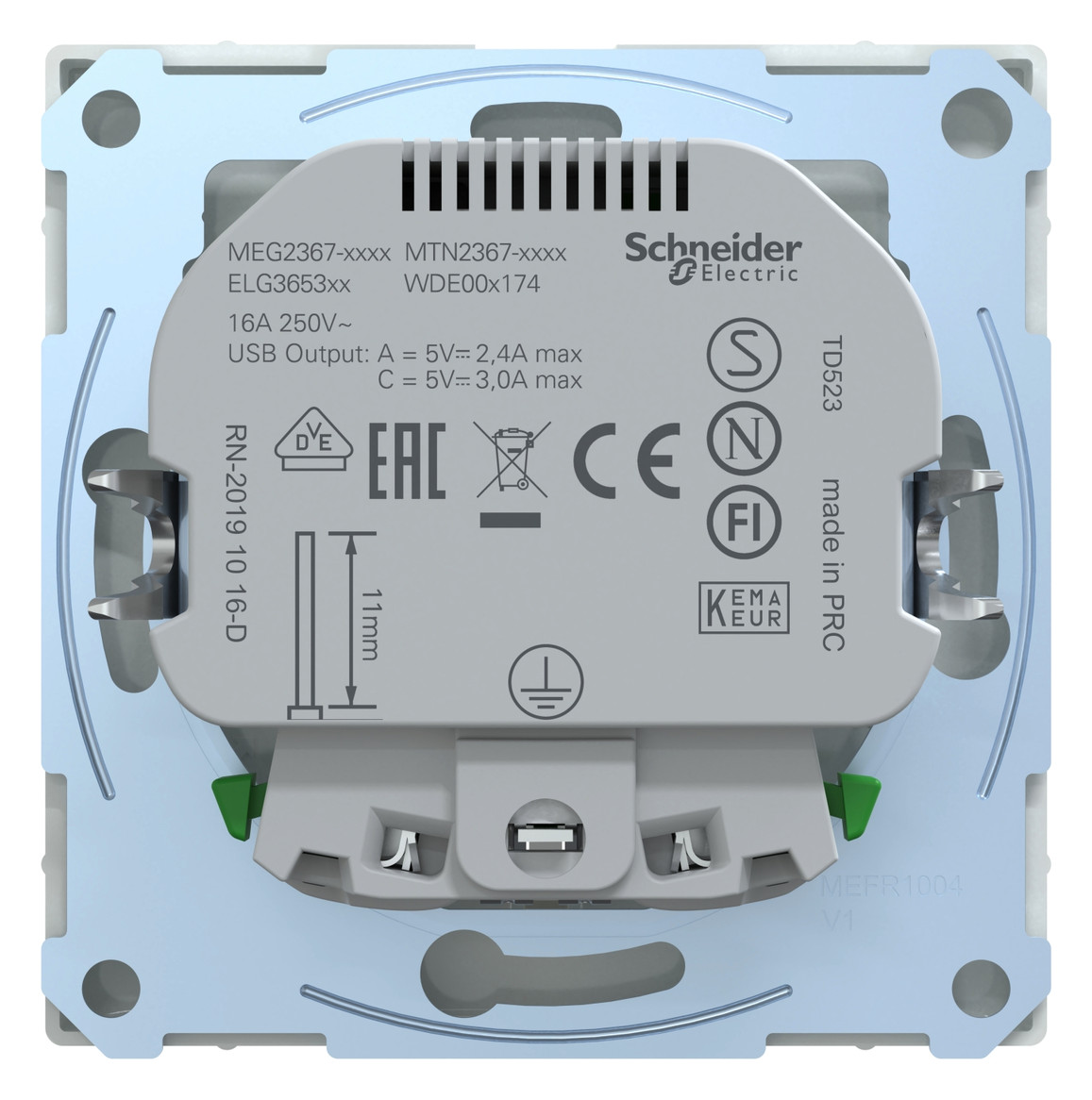 Steckdose 1f lows glz 1USB-A 1USB-C UP m.BS Mit erhöhtem Berührungsschutz IP20