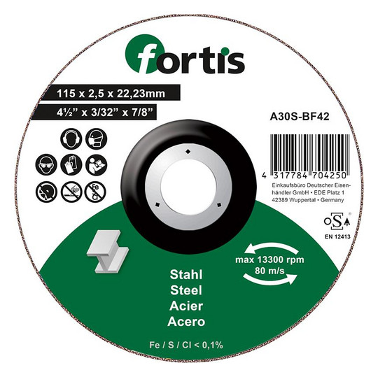 fortis-Trennscheibe Stahl, gekröpft - 115x2,5mm