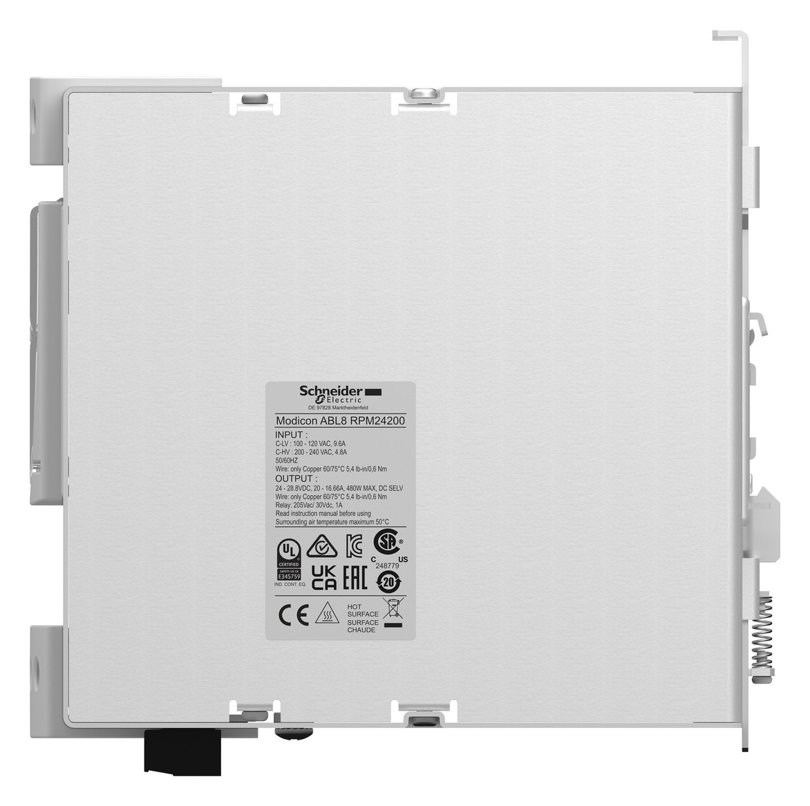 Gleichstromversorgung 24V 480W 480VA 100-240VAC 20A Kurzschlussf IP20