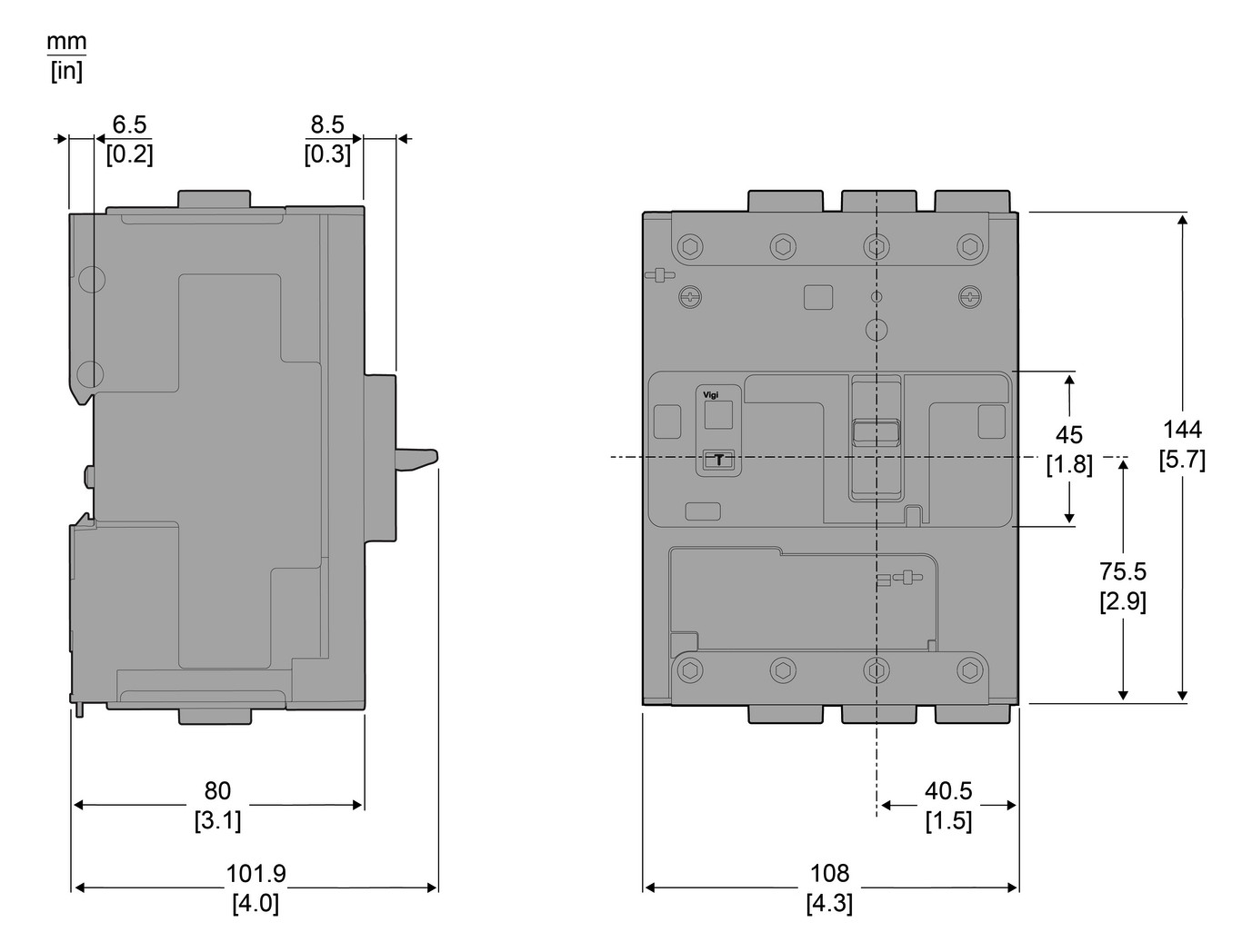 Leistungsschalter 100A 3p 40-100A/In IP40 Einb Festeinbau Schraub