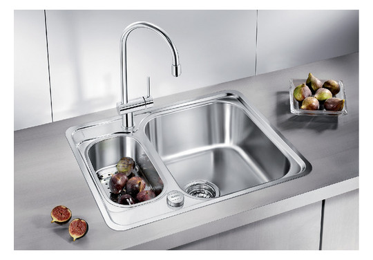 Blanco Becken LANTOS 6-IF 59,3 x 48,8 cm, Edelstahl Bürstfinish, reversibel, mit Ablauffernbedienung/Schale