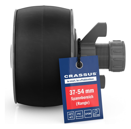 Crassus Schnellverschlussstopfen CSV 50, 37-54 mm, Länge 100 mm, EPDM/PVC