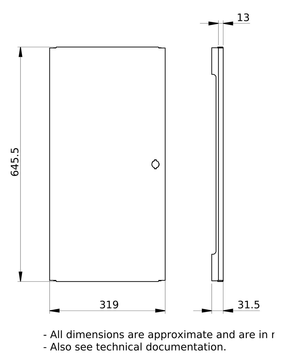 Schrank-Frontplatte 13HE B325xH650mm ST pulverbesch