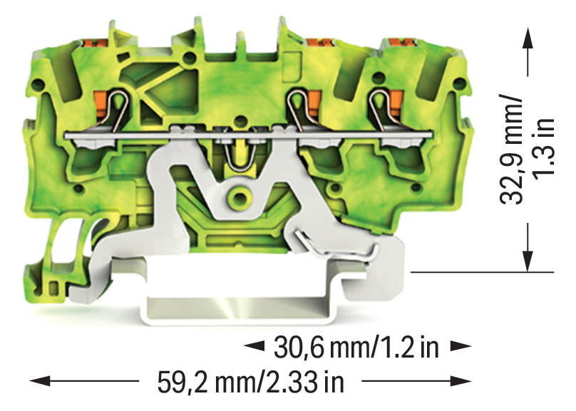 Schutzleiter-Reihenklemme 0,25-2,5qmm gn/ge 1Etage Hutschiene TH35