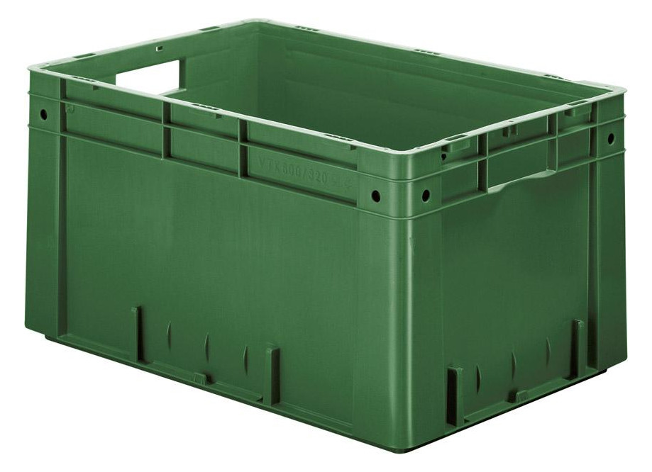 Bild Transport-Stapelkasten B600xT400xH320 mm grün Auflast 700kg mit Griffloch LA-KA- - LA-KA-PE-0