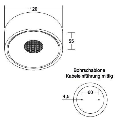 LED-Deckenanbauleuchte 14,2W 3000K IP20 1370lm ws Dimmung Phasenabschnitt