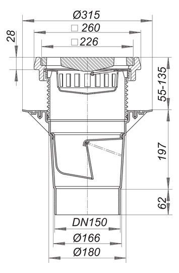 Dallmer Hof-/Parkdeckablauf 616.1 DN 150, Gussrost/-rahmen, verschraubt, Belastungsklasse B