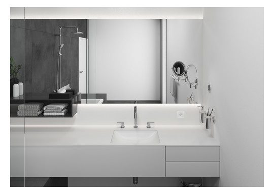hansgrohe 3-Loch-Waschtisch-Armatur Vernis Shape mit Zugstangen-Ablaufgarnitur, chrom