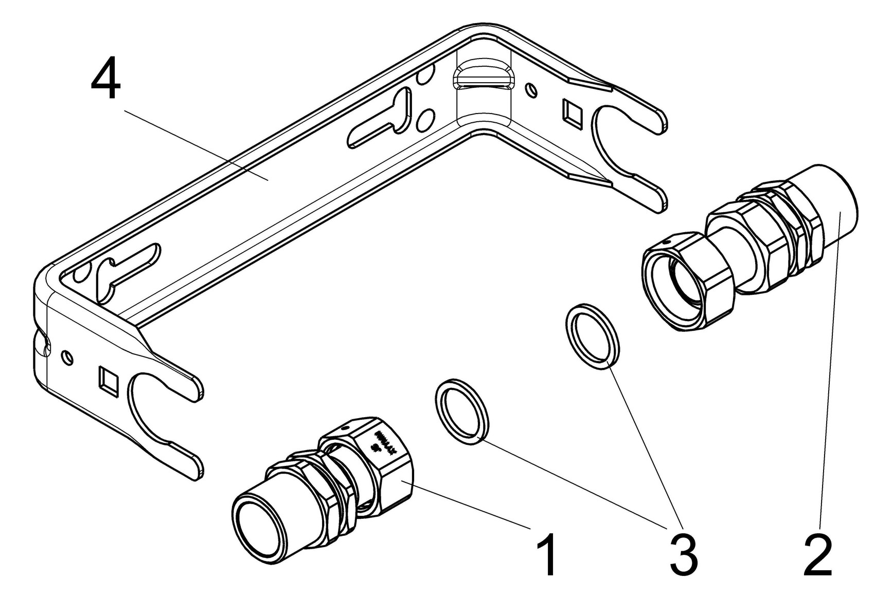 Schlösser Wasserzähler-Bügel 2250 1" Qn 2,5, starr, verzinkt, waagerecht, Verschraubungen