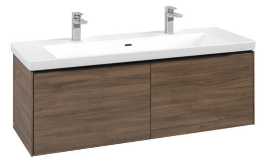 V&B Waschtisch-Unterschrank Subway 3.0 127,2x42,9x47,8cm, mit LED/Griff Volcano black, arizona oak