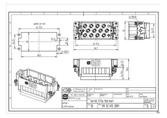 HART Stifteinsatz 12+2 pol.  09320123001 
