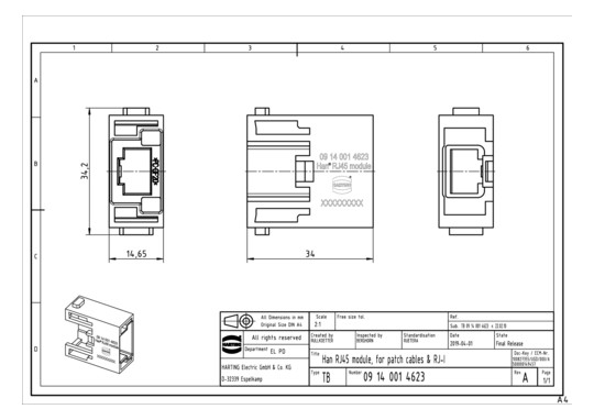 HART Han RJ45 module, for    09140014623 