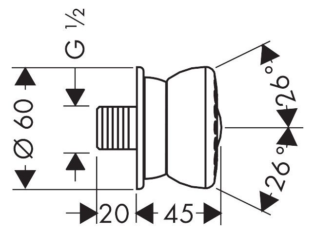 hansgrohe Seitenbrause Bodyvette ohne Wasserstop, runde Rosette, 1jet, chrom