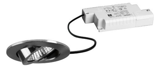 LED-Einbaustrahler 6W 3000K 630lm Konv ni mt 1LED Alu IP20 RF:hochglänzend