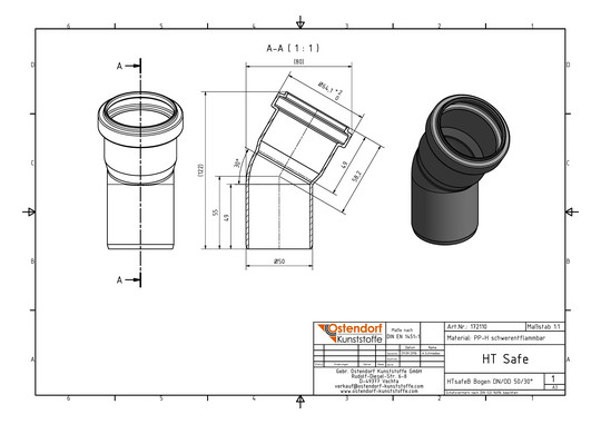 Ostendorf HTsafe Bogen B DN/OD 50, 30°