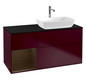 V&B Waschtisch-Unterschrank Finion 120cm, Abdeckplatte black matt, Regal Walnut Veneer, Peony Matt
