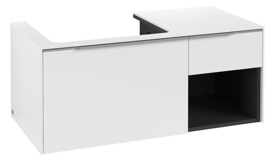 V&B Waschtisch-Unterschrank Becken links Subway 3.0 100,1x42,25x51,6cm, mit LED/Griff Aluminium glänzend, pure white