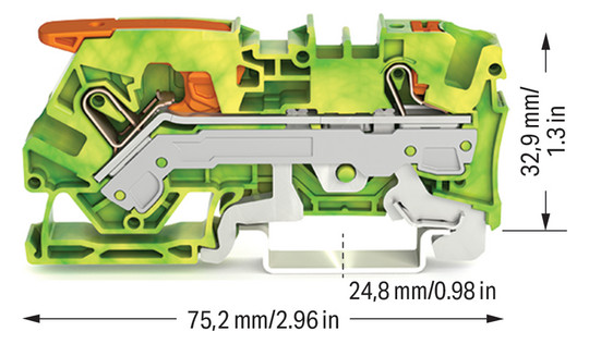 Schutzleiter-Reihenklemme 0,5-10qmm gn/ge 1Etage Hutschiene TH35