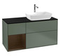 V&B Waschtisch-Unterschrank Finion 120cm, Abdeckplatte black matt, Regal Walnut Veneer, Olive Matt Lacquer