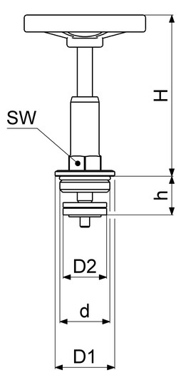 Schlösser Schrägsitzventil-Oberteil 1814 DN 20, G 3/4, Messing, steigende Spindel