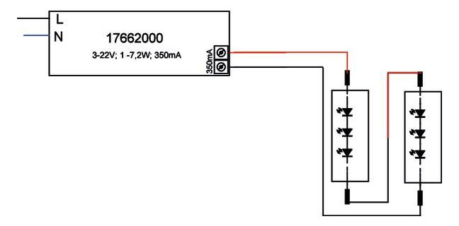 LED-Trafo 1-7,2W 350mA 22V IP20 Kstgeh dyn 68x35x21mm