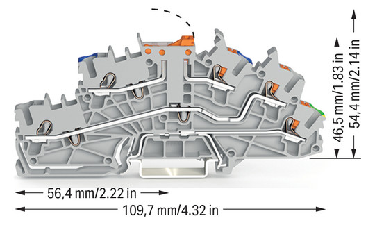 Installationsklemme 20A 0,25-4qmm 3pot gr APL_erf. Federzugans