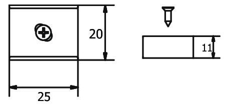 Befestigungsset sw Alu L25mm B20mm H11mm Befestigungsset sw Alu L25mm B20mm H11mm