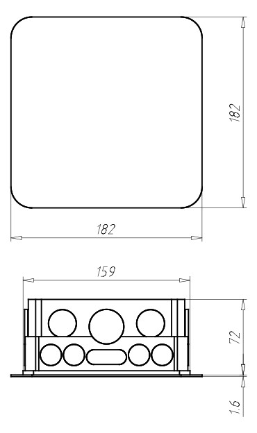 Verbindungsdose UP 159x159x75mm Kst IP2X quadrat
