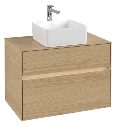 V&B Waschtischunterschrank Collaro 80x54,8x50cm, Waschtisch mittig, LED-Beleuchtung 5,7 W, nordic oak